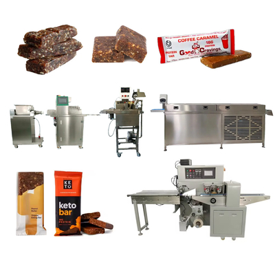 Extrusora automática de barras de chocolate de nueces y línea de producción de barras de energía de corte de embalaje